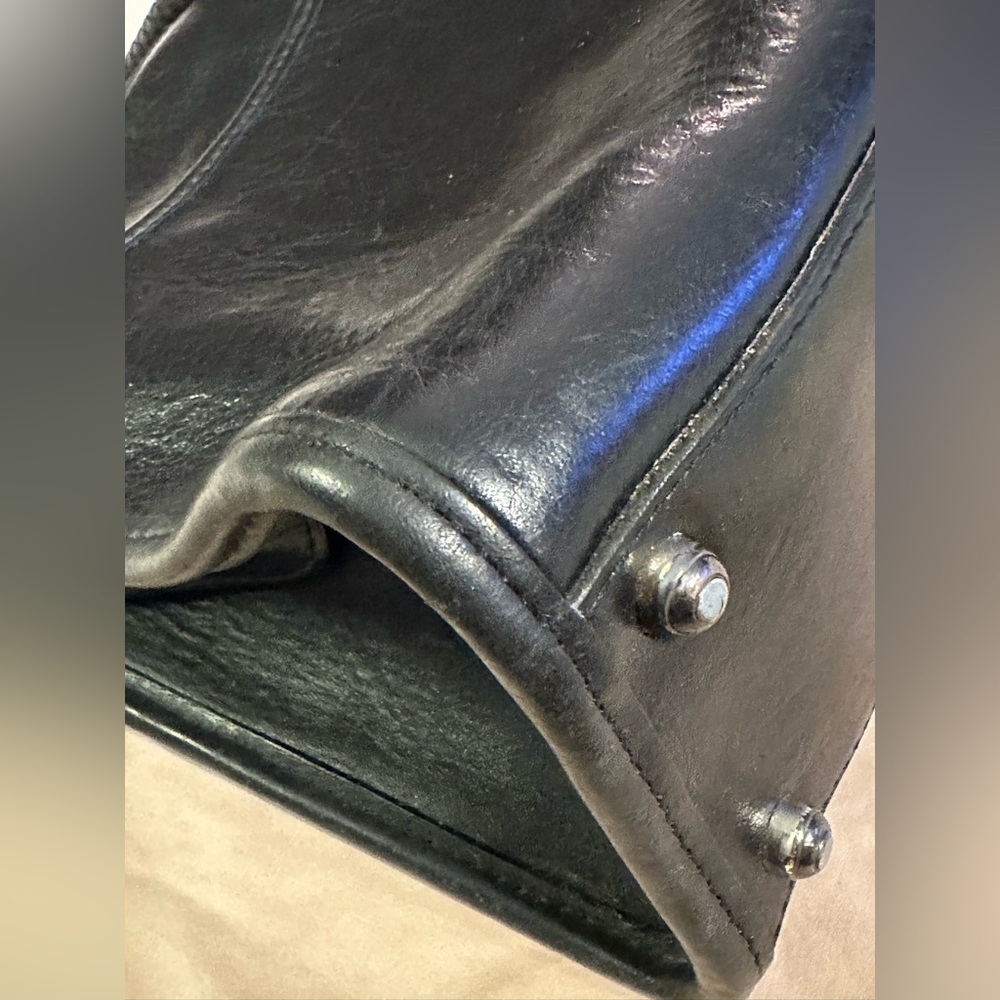 Brighton Black Leather Handbag with Silver Plated Accents EUC - Picture 11 of 16